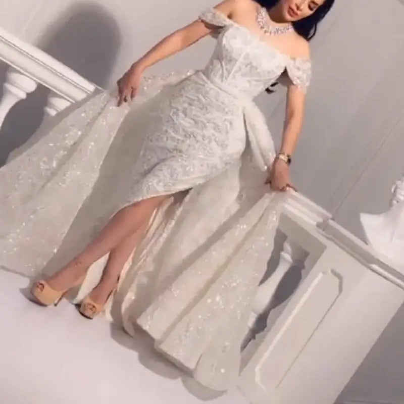 Evening wear Dresses: Strapless Mermaid Floor-Length Short Sleeved of Formal Evening