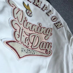 Men's spring and autumn baseball uniform Y2K retro trend leather jacket heavy