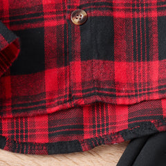 3PCS Autumn Boys Aged 2-6 Are Fashionable And Handsome, Multi-Color Plaid Hooded Long-Sleeved Top + Solid Color Pants Set