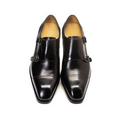 Luxury Men's Double Buckle Monk Strap Formal Shoes Genuine Leather Classic