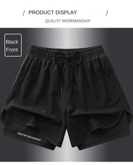 two pieces of sports shorts, men's and women's quick drying three point