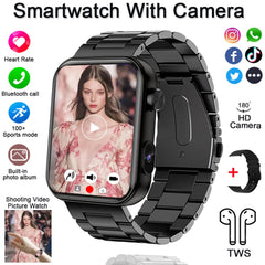 2025 New Smart Watch Men Women Camera Take Photos Record Video Health Monitor Sports Fitness Waterproof BT Call Smartwatch