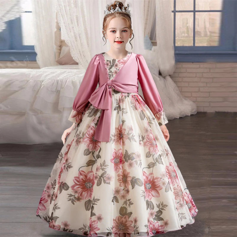 4-12 Year Old Girls' Party Dress Ethnic Style Performance Dress Art Photo Chiffon Christmas Party Dress New Children's Clothing