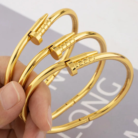 316L stainless steel gold-plated bracelet Fashion Personality Simple Punk Retro Hip-hop High Temperament Bracelet