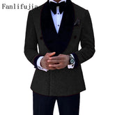 Prom Suits for Men: Red Glitter Suits Men Groom Wedding Tuxedo Double