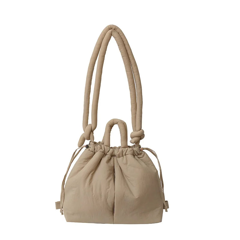 Fashion Casual Large Capacity Puffer Tote Bag Designer Padded Nylon Women Shoulder Bags Handbags Knotted Strap Crossbody Bags