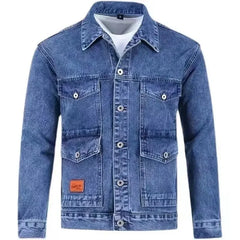 Male Jean Coats Cargo Black Men's Denim Jacket Autumn Outwear of Fabric Clothing