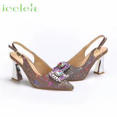 Matching Shoes and Bags: Pointed Toe Women Sandals Shoes Matching Bag Set