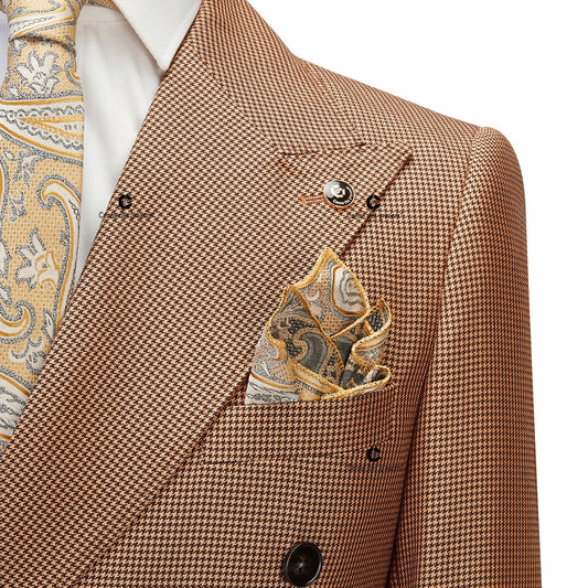 Tuxedo for Mens: Full Men's Suit Vintage Houndstooth Pattern Double-Breasted
