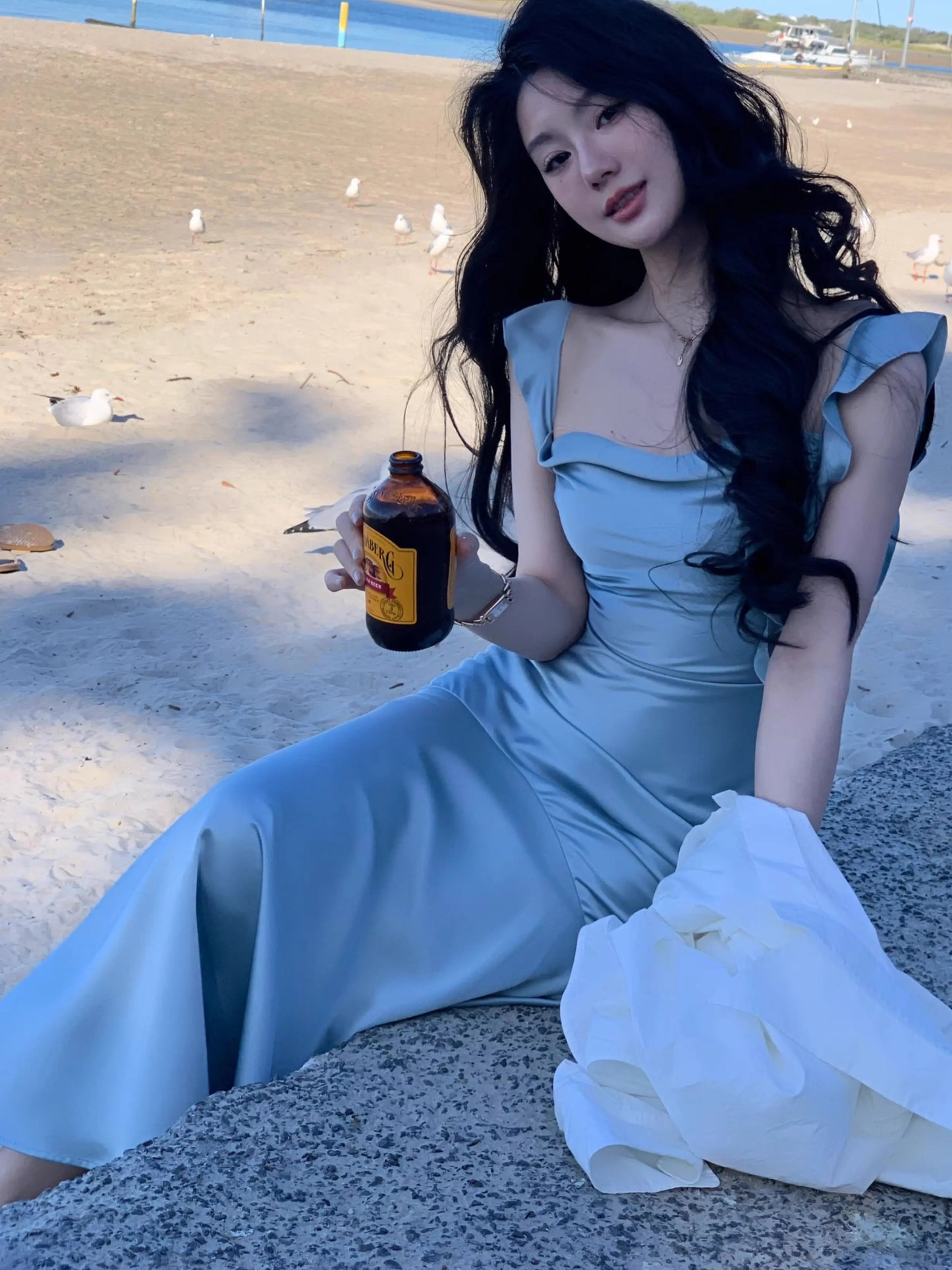 Formal attire Dresses: Women Spaghetti Strap Elegant Long Mermaid Ruffles Dresses