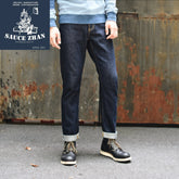 Mens Jeans Sanforized Selvedge Denim Jeans for man Indigo and Black Jeans