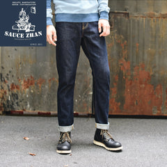 Mens Jeans Sanforized Selvedge Denim Jeans for man Indigo and Black Jeans