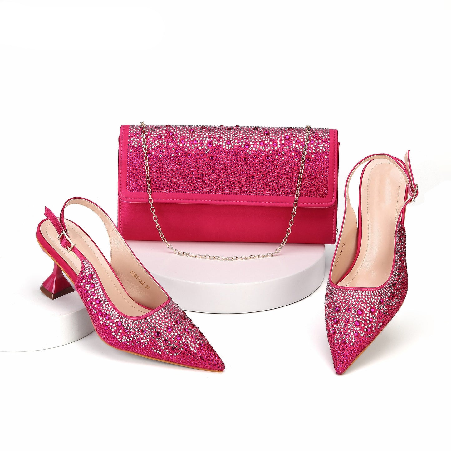 Matching Shoes and Bags: Heels Pointed Toe Shoes Matching Bag Set For Women