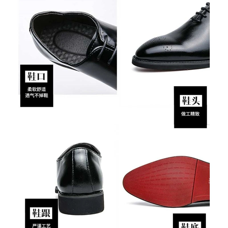 Red Sole Brogue Shoes Men Black Business Mens Formal Shoes