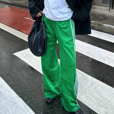 Women's y2k Aesthetic Striped Print Pants Loose Elastic Waist Drawstring Straight Leg