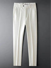 Slim Fit 9 Cropped Male Suit Trousers White Men's Summer Pants Tressed Luxury