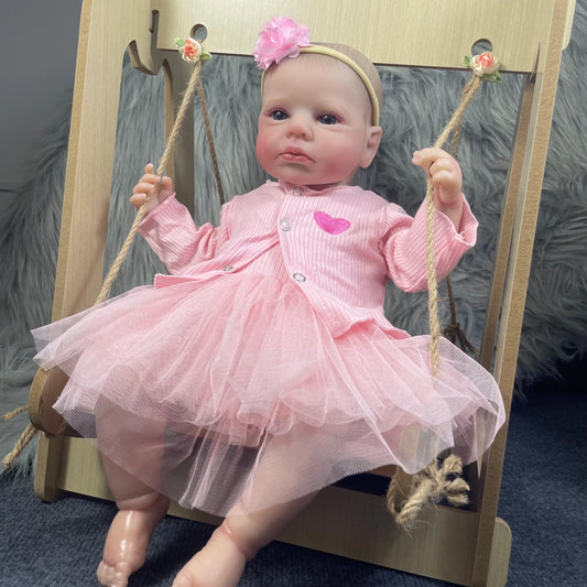 MRB 50CM LouLou Awake Princess Girl Reborn Baby Doll Open Blue Eyes 3D Skin Visible Veins Collectible Doll Toy Christmas Gift