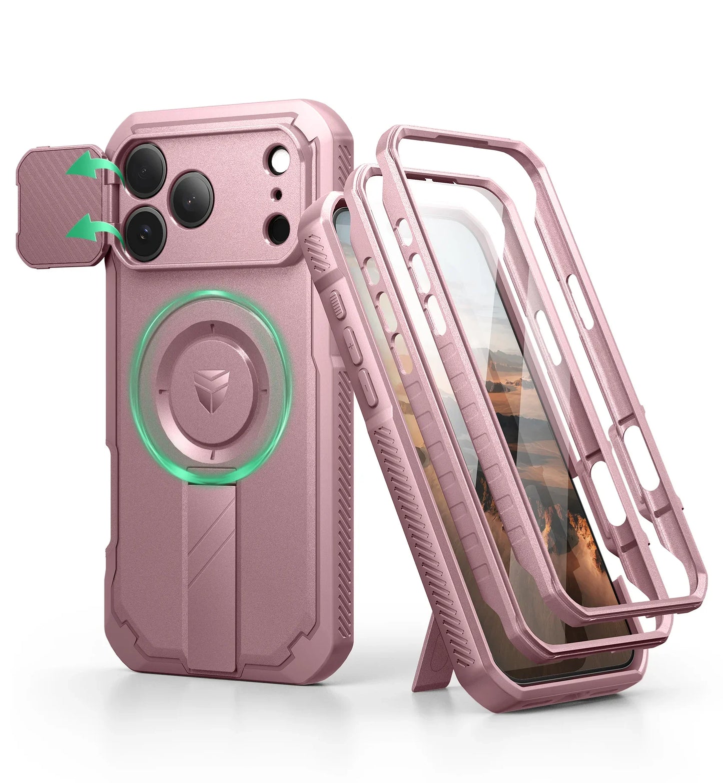 For iphone 17 Series case with Camera Cover & Adjustable Kickstand Compatible With MagSafe Shockproof Magnetic Protective Cover