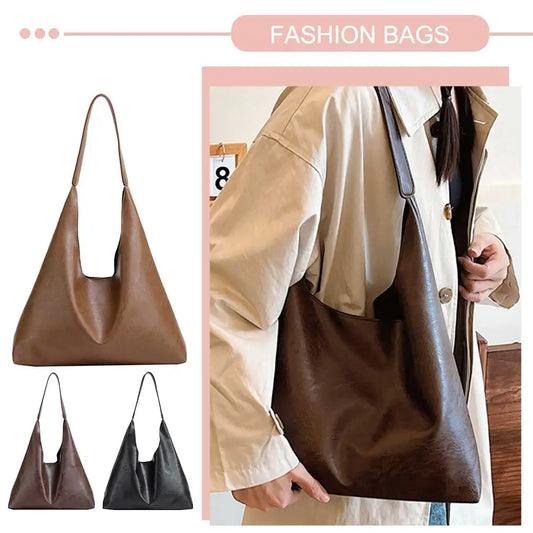 PU Soft Leather Tote Bag Large Capacity Women Vegan Leather Slouch Bag