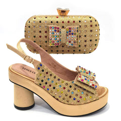 Matching Shoes and Bags: Gold Party Shoe and Bag Set for Wedding Italy Style Italian