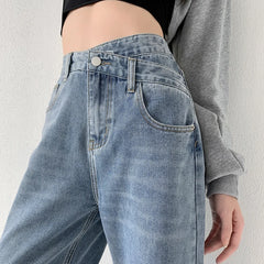 Jeans Women Wide Leg Pants Mom Femme Black Blue Jeans High Waist Woman Trousers