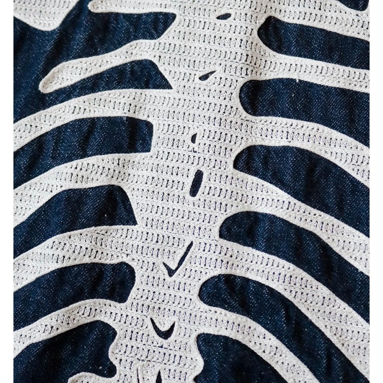 KAPITAL Hirata Hiroshi Japanese Dark Blue Denim Lapel Bone Embroidery Loose Jacket