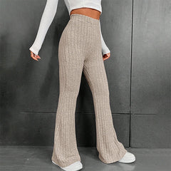 Solid Wide Pit Stripe Casual Knitted Wide-Legged Pants For Women Keep