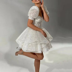 Homecoming Dresses: Short Evening Dress Sweetheart A-Line Mini Wedding Dress