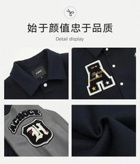 Letter Embroidery Bomber Jacket Men Women Autumn Winter Leather Sleeves