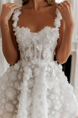 Homecoming Dresses: White Mini Prom Dresses Flower Lace Embroidery Evening Dress