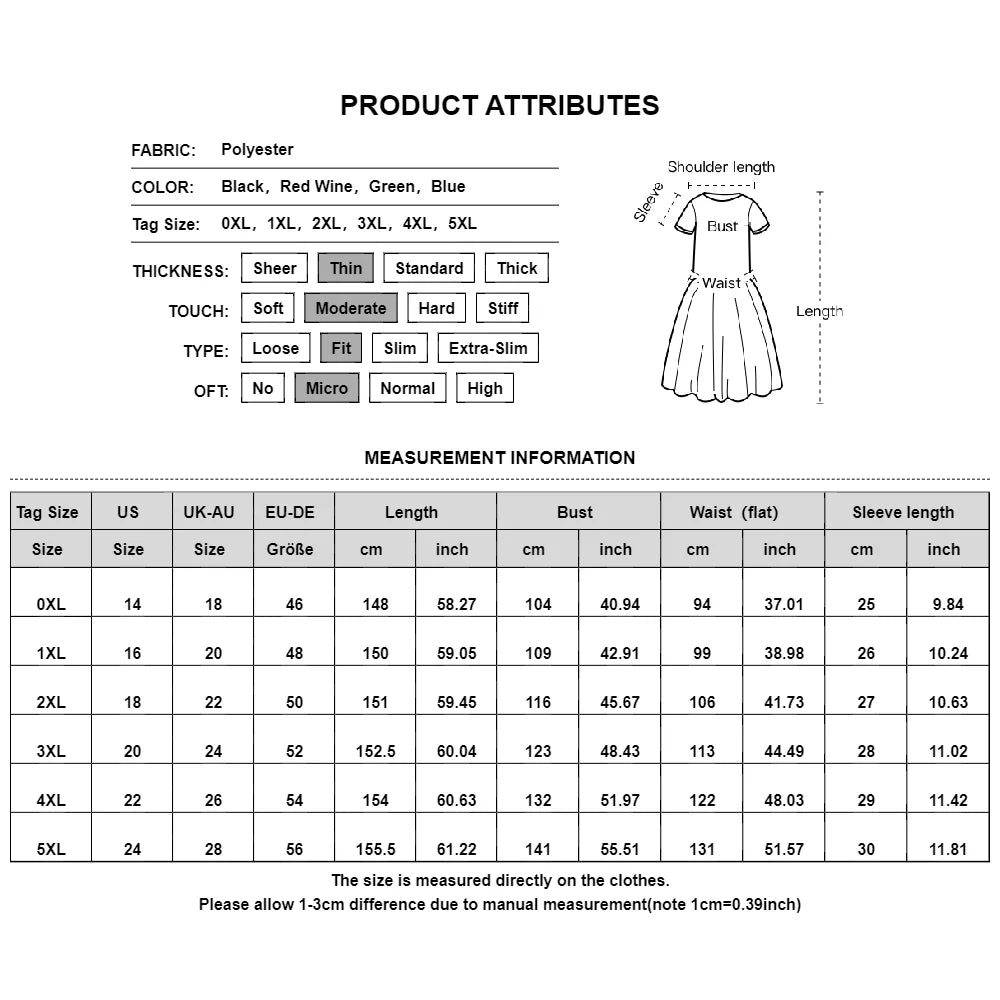 Fashion Elegant Long Dress for Women Plus Size Solid Short Sleeve Casual Dress