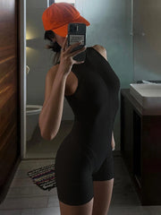 Yoga Jumpsuit Women's Leotard Sports Zipper Running Shorts Sleeveless Fitness Suit