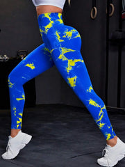 Women Seamless Tie Dye Leggings High Waist Slim Push Up Fashion Fitness Running