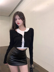 Crop Top Cardigan Popular Women's Top with Sleeve 2pcs Set Fashion Tank Top Y2k