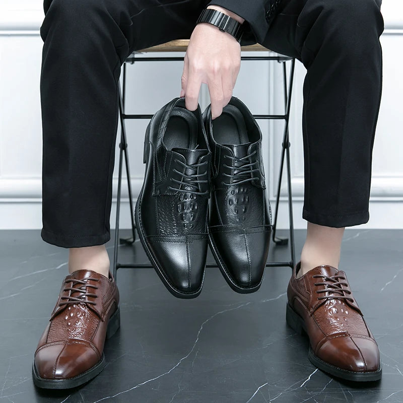 Luxury Fashion Derby Leather Shoes Business Office Dress Shoes