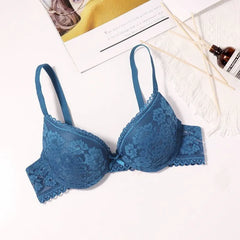 Small Chest Size Women Bra Thin Cup Mold Soft Cotton Brassiere Hollow Out Lace