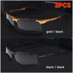Sport Sunglasses Polarized Men UV400 Rectangle Gold Outdoor Driving Sun Glasses