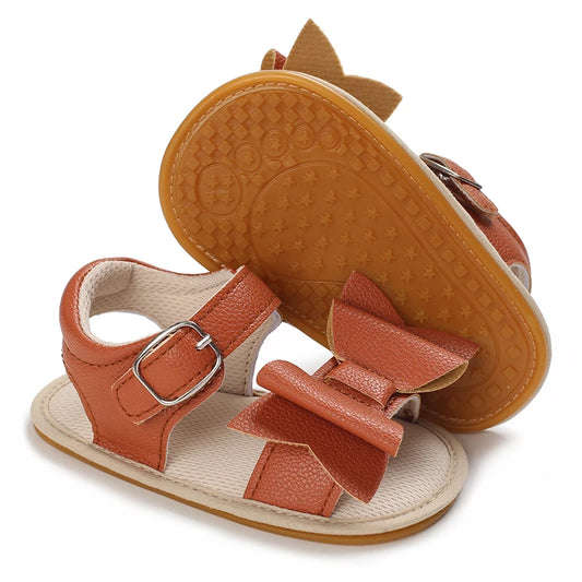 Baby Girls Bowknot Open-Toe Sandals Lightweight Non-Slip Comfy Crib Shoes Summer