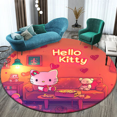 Sanrio Hello Kitty Cute Cartoon HD Printed Round Carpet,Balcony Bedroom Living Entrance