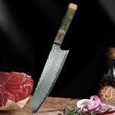 Damascus Chef Knife 8 Inch Vg10 Japanese Knife Stabilized Colored Wood Handle