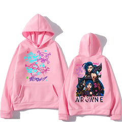 Arcane Jinx Hoodies Man Women Harajuku Clothing Hot Anime Arcane Pullovers Unisex