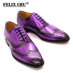Big Sizes Handmade Mens Wingtip Oxford Shoes Genuine