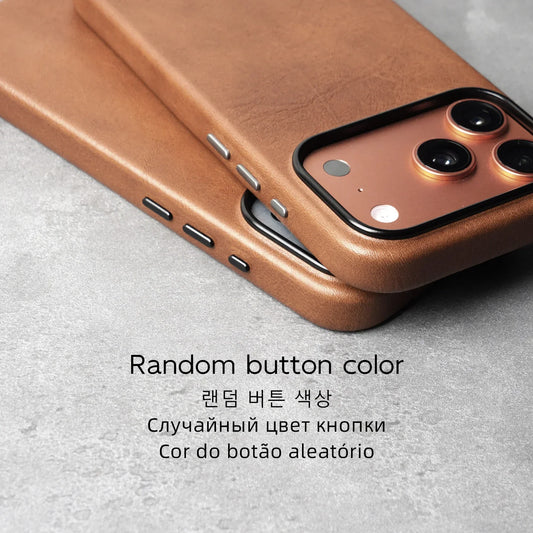 Magnetic Genuine Leather Case for iPhone 17 16 Pro Max 15 14 Compatible with MagSafe Nature Cowhide Retro Phone Cover