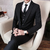 Tuxedo for Mens: Explosive Striped Casual Suit Men's Three-piece Set Young Handsome