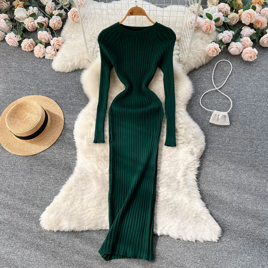 Package Hips Women Dress Autumn Winter Fashion Slim Elastic