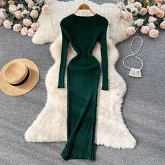 Package Hips Women Dress Autumn Winter Fashion Slim Elastic
