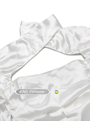 Formal attire Dresses: Long Sleeve Satin Dress White Evening Wedding Guest