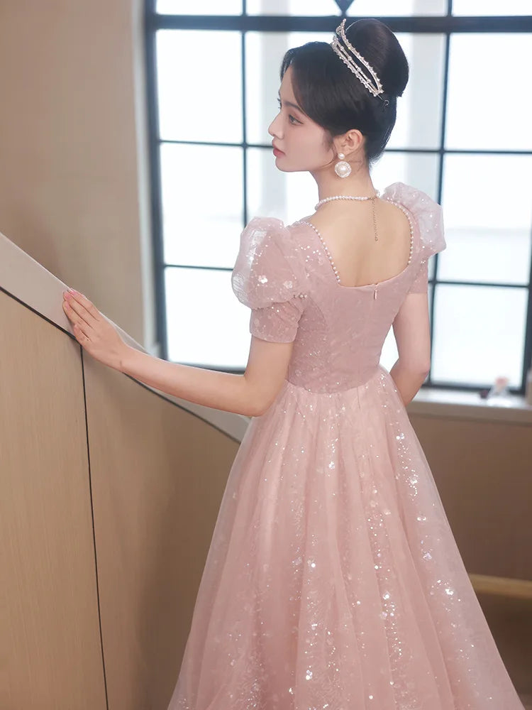 Homecoming Dresses: Evening Dress Elegant Appliques Floor-Length Pearl Beading