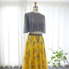 Homecoming Dresses: Blue Yellow 2 Pieces Evening Dresses for Women