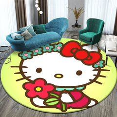 Sanrio Hello Kitty Cute Cartoon HD Printed Round Carpet,Balcony Bedroom Living Entrance